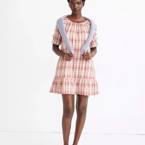 Madewell Plaid Popover Puff Sleeve flounce dress XS